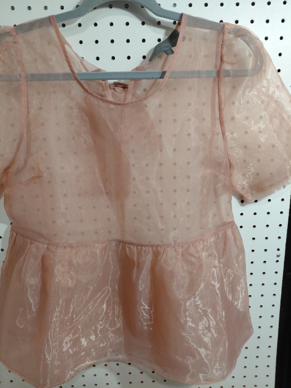 Sunday in Brooklyn Peach Puff Organza Peplum Blouse - Picture 3 of 5